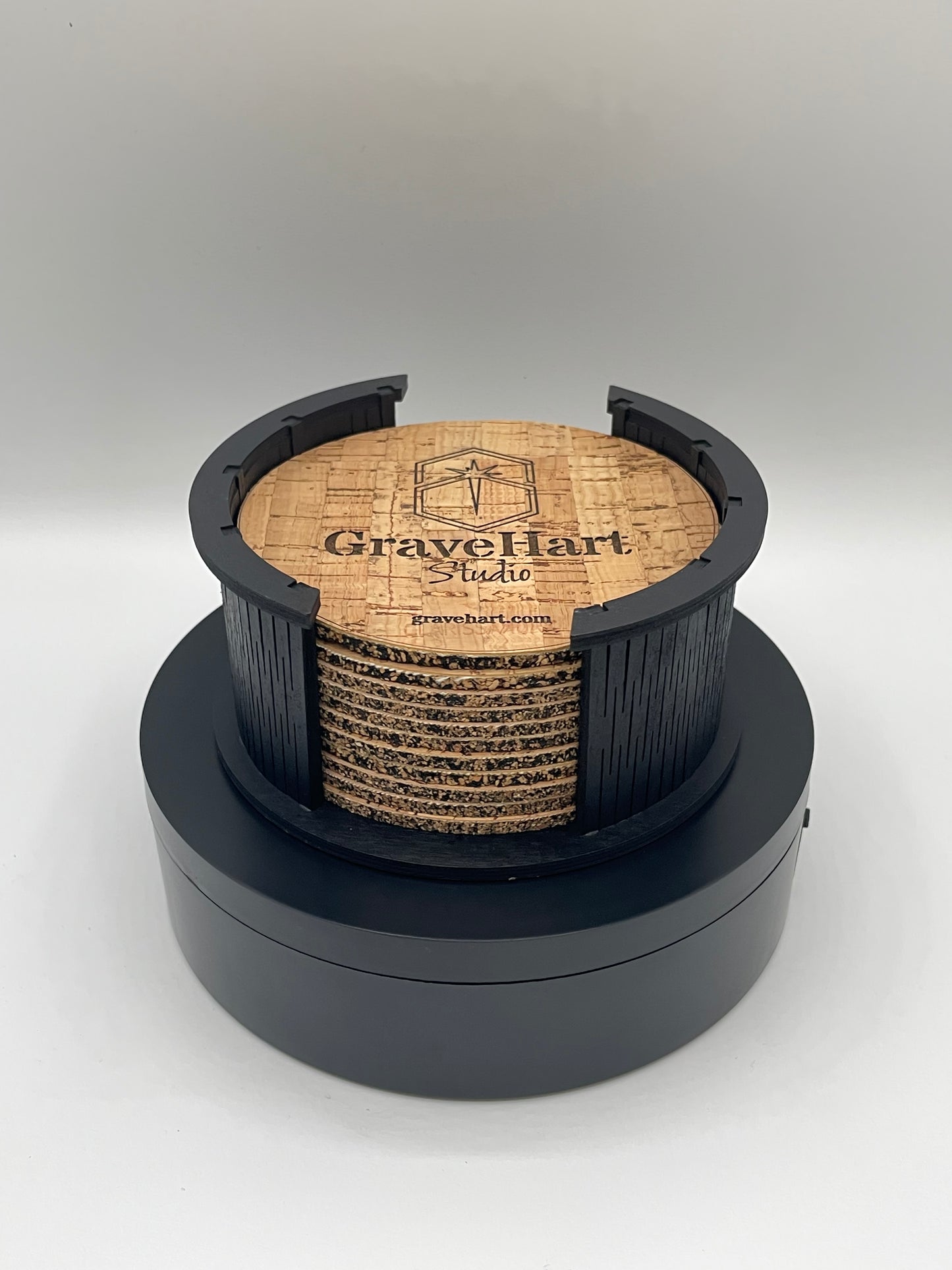 Personalisierte Kork-Untersetzer mit Holzhalter